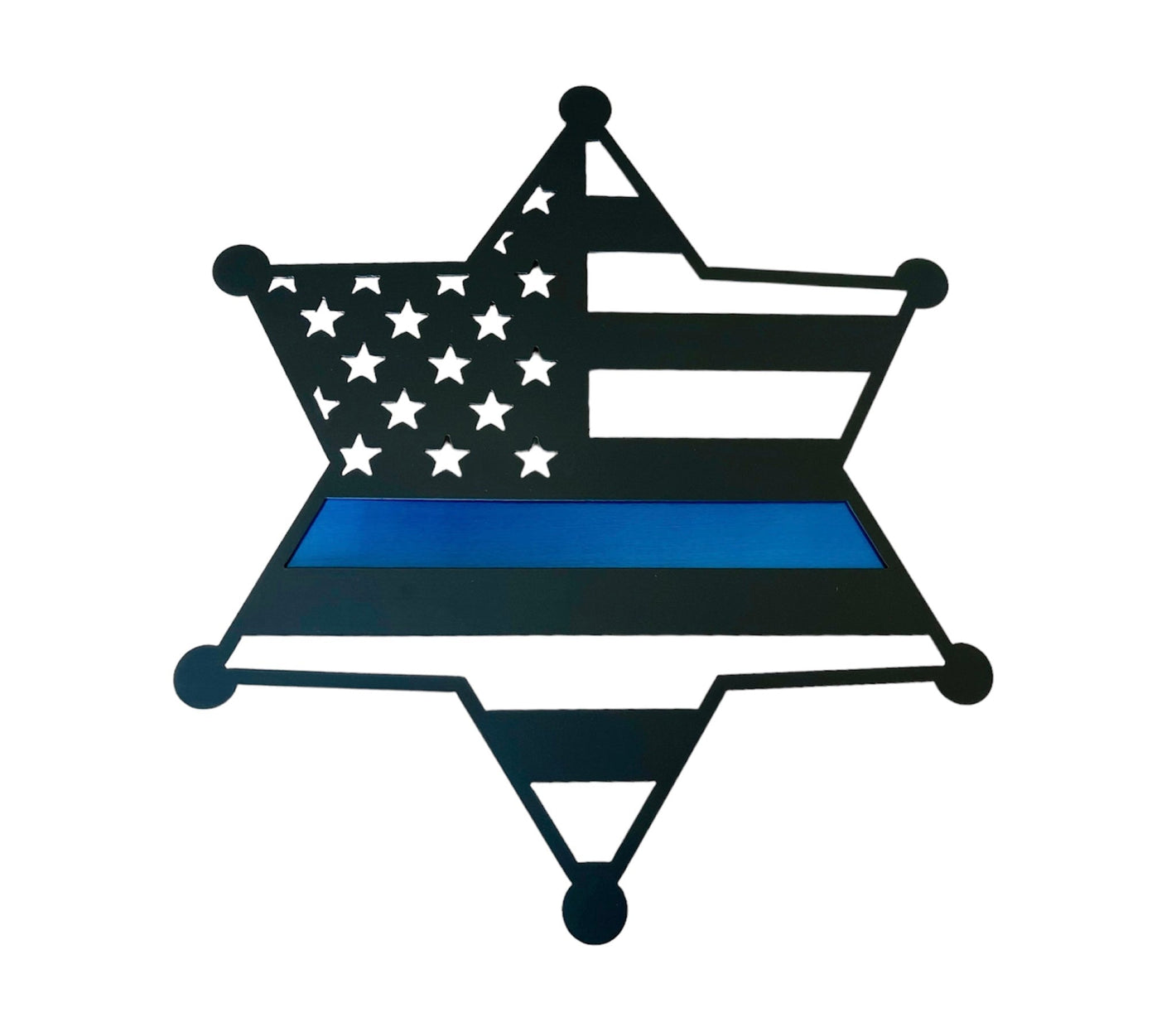 6 Point Sheriff Star with Thin Blue Line Backer